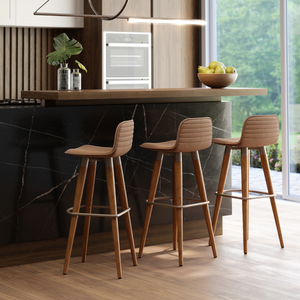 Kit 3 Banquetas Linea Base Madeira Cozinha Bar Bancada Alta:terracota/champanhe