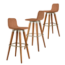 Ver imagem 2 de Kit 3 Banquetas Linea Base Madeira Cozinha Bar Bancada Alta:terracota/champanhe