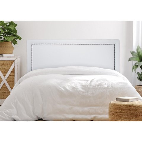 Cabeceira Queen Estofada para Cama Box Reta Luxo com Tachas 160x60cm Branco
