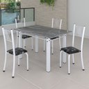 Ver imagem 1 de Conjunto de Jantar Mesa 120x75cm Tampo de Granito Topázio com 4 Cadeiras Sara Yescasa Branco/Preto Floral