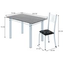 Ver imagem 3 de Conjunto de Jantar Mesa 120x75cm Tampo de Granito Topázio com 4 Cadeiras Sara Yescasa Branco/Preto Floral