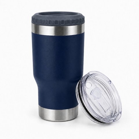 Copo Térmico MS973 420ml Inox 5 em 1 Porta Bebida, Long Neck, Garrafa e Latas com Tampa Ajustável:Az