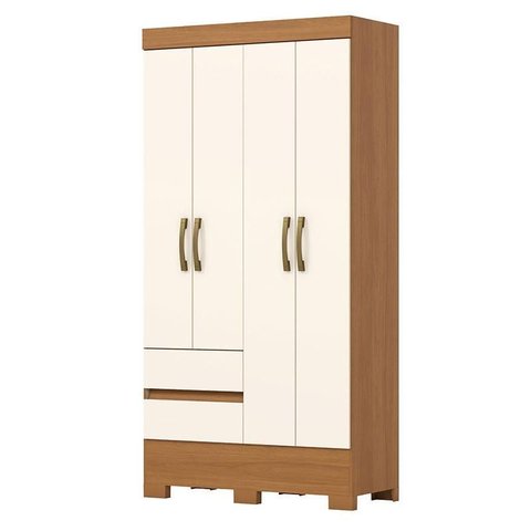 Guarda Roupa Solteiro 04 Portas 02 Gavetas Itaquera Bs02 Cinamomo Off White - Henn - Briz