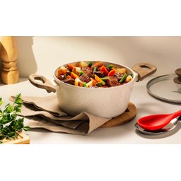 Caçarola Aluminio Antiaderente 20cm Mimo Style Linha Marmol Panela Cerâmica Indução 2,25 Litros Com  - 8
