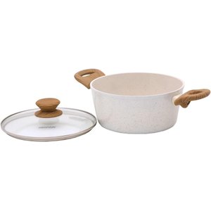 Caçarola Aluminio Antiaderente 20cm Mimo Style Linha Marmol Panela Cerâmica Indução 2,25 Litros Com 