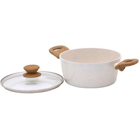 Caçarola Aluminio Antiaderente 20cm Mimo Style Linha Marmol Panela Cerâmica Indução 2,25 Litros Com 