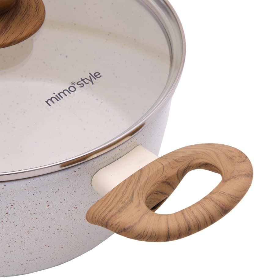 Caçarola Aluminio Antiaderente 20cm Mimo Style Linha Marmol Panela Cerâmica Indução 2,25 Litros Com  - 2