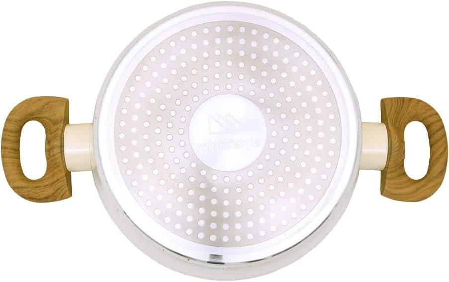 Caçarola Aluminio Antiaderente 20cm Mimo Style Linha Marmol Panela Cerâmica Indução 2,25 Litros Com  - 5