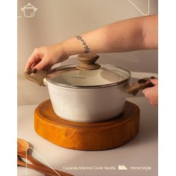 Caçarola Aluminio Antiaderente 20cm Mimo Style Linha Marmol Panela Cerâmica Indução 2,25 Litros Com  - 3