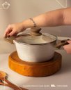 Ver imagem 3 de Caçarola Aluminio Antiaderente 20cm Mimo Style Linha Marmol Panela Cerâmica Indução 2,25 Litros Com