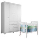 Ver imagem 1 de Berço Americano Lila com Guarda Roupa Duda 4 Portas Branco Brilho - Phoenix Baby