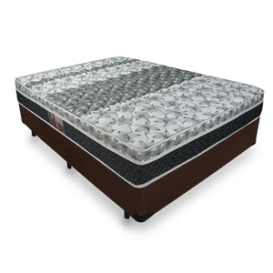 Cama Box Casal + Colchão De Molas - Castor - Class Tecnopedic One Face 138x188x60cm Marrom