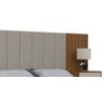 Cabeceira Extensível Zara Nature com Off White com Mesa de Apoio e Capitonê - Móveisaqui - 4