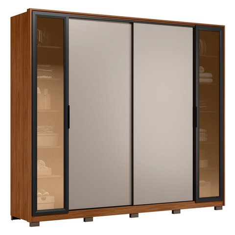 Guarda Roupa Casal 267cm Loreto Flex D02 Nogueira/nude - Mpozenato