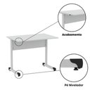 Ver imagem 4 de Mesa de Escritório Reta M90 P15 Tubular sem Gavetas MDP 90cm Cinza Pandin Móveis