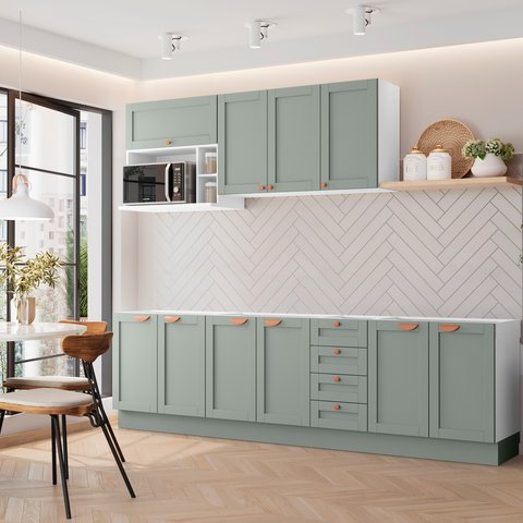 Cozinha Modulada 6 Peças Sem Tampo 3 Aéreos 3 Balcões CabeCasa MadeiraOriginals