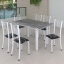 Ver imagem 1 de Conjunto de Jantar Mesa 140x75cm Tampo de Granito Topázio com 6 Cadeiras Sara Yescasa Branco/Preto Floral