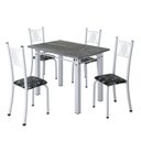 Ver imagem 2 de Conjunto de Jantar Mesa 100x60cm Tampo de Granito Topázio com 4 Cadeiras Sara Yescasa Branco/Preto Floral
