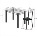 Ver imagem 3 de Conjunto de Jantar Mesa 120x75cm Tampo de Vidro Incolor com 4 Cadeiras Sara Yescasa Prata/Preto Floral/Mart