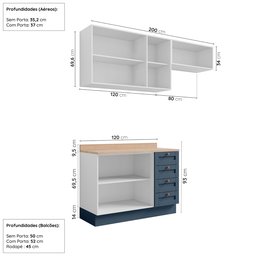 Cozinha Modulada 3 Peças com Tampo 2 Aéreos 1 Balcão CabeCasa MadeiraMadeira - 4