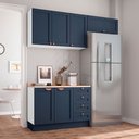 Ver imagem 1 de Cozinha Planejada 3 Peças com Tampo 2 Aéreos 1 Balcão CabeCasa MadeiraOriginals Azul/Branco