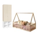 Ver imagem 2 de Quarto Montessori Cama Telhado Giulia e Guarda-Roupa Curió Casatema MadeiraOriginals Natural/Branco