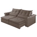 Ver imagem 1 de Sofá com Chaise Exclusive 3 Lugares Retrátil 210cm Marrom Veludo Meu Sofá Online