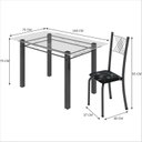 Ver imagem 3 de Conjunto de Jantar Mesa 140x75cm Tampo de Vidro Incolor com 6 Cadeiras Sara Yescasa Prata/Preto Floral/Mart