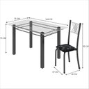 Ver imagem 3 de Conjunto de Jantar Mesa 140x75cm Tampo de Vidro Incolor com 6 Cadeiras Sara Yescasa