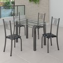 Ver imagem 1 de Conjunto de Jantar Mesa 100x60cm Tampo de Vidro Incolor com 4 Cadeiras Sara Yescasa