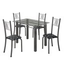 Ver imagem 2 de Conjunto de Jantar Mesa 100x60cm Tampo de Vidro Incolor com 4 Cadeiras Sara Yescasa