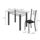 Ver imagem 3 de Conjunto de Jantar Mesa 100x60cm Tampo de Vidro Incolor com 4 Cadeiras Sara Yescasa Prata/Preto Floral/Mart