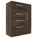 Ver imagem 2 de Cômoda Sapateira 4 Gavetas 1 Porta Marrom/Cacau