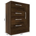 Ver imagem 3 de Cômoda Sapateira 4 Gavetas 1 Porta Marrom/Cacau