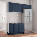Ver imagem 1 de Cozinha Planejada 3 Peças sem Tampo 2 Aéreos 1 Balcão CabeCasa MadeiraOriginals Azul/Branco