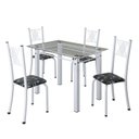 Ver imagem 2 de Conjunto de Jantar Mesa 100x60cm Tampo de Vidro Incolor com 4 Cadeiras Sara Yescasa