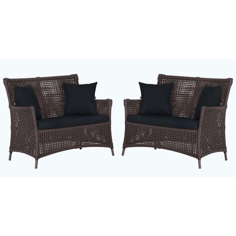2 Sofás Área Externa Igapó Alumínio Marrom Corda Náutica E12 Marrom