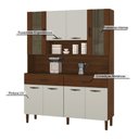 Ver imagem 5 de Armário de Cozinha Compacta 8 Portas 2 Gavetas Golden - Nogueira/off White/cp-ripado