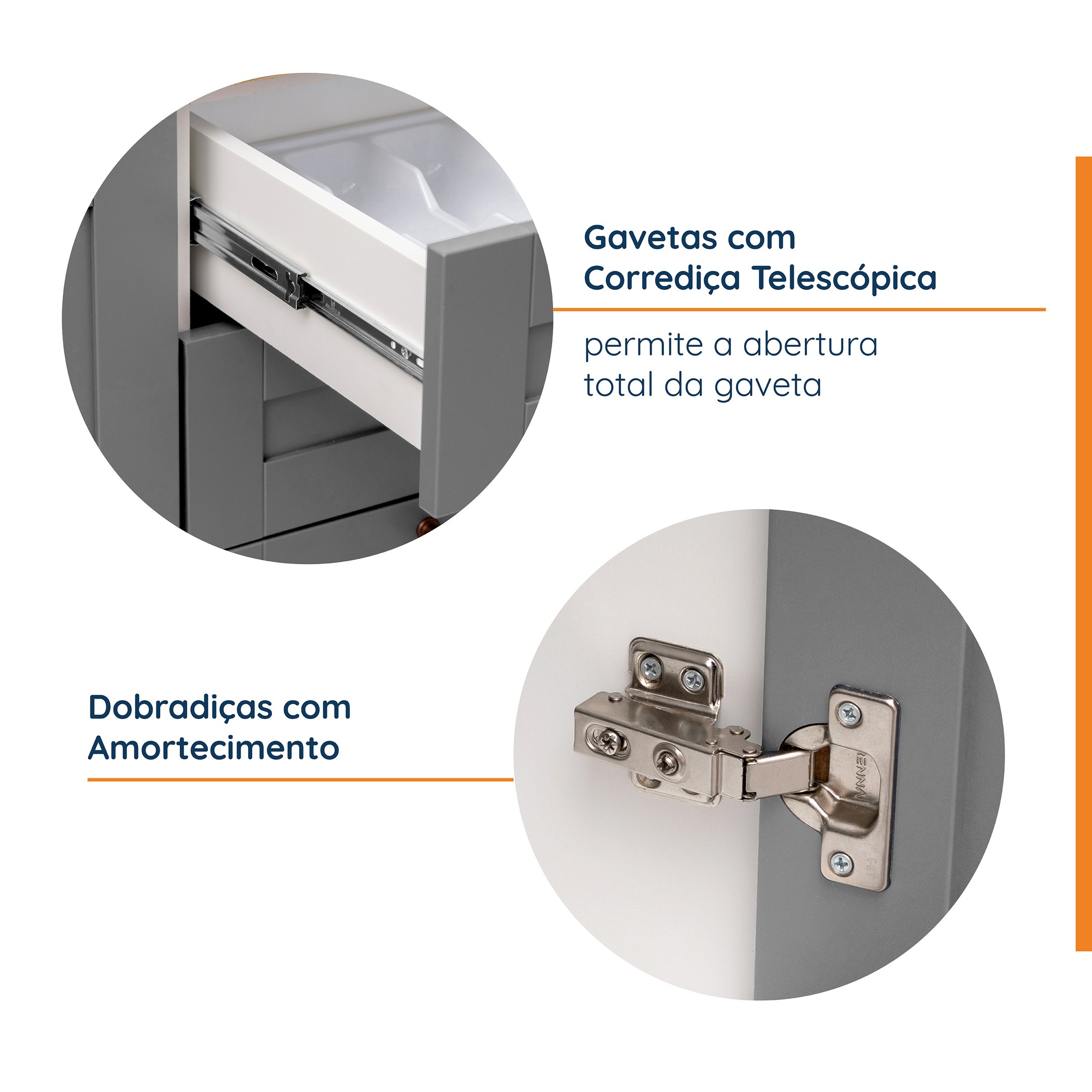 Cozinha Modulada 3 Peças com Tampo 2 Aéreos 1 Balcão Arizona CabeCasa MadeiraMadeira - 7