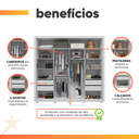 Ver imagem 5 de Guarda Roupas Casal com Ripado e Espelho 2 Portas 4 Gavetas Eloa Branco Caemmun