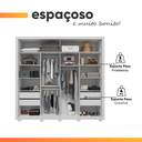 Ver imagem 6 de Guarda Roupas Casal com Ripado e Espelho 2 Portas 4 Gavetas Eloa Branco Caemmun