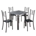 Ver imagem 2 de Conjunto de Jantar Mesa 70x70cm Tampo de Granito Topázio com 4 Cadeiras Sara Yescasa Prata/Preto Floral/Mart