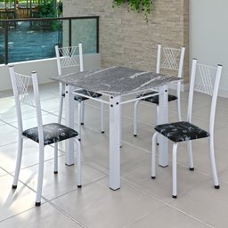 Conjunto de Jantar Mesa 70x70cm Tampo de Granito Topázio com 4 Cadeiras Sara Yescasa - 1