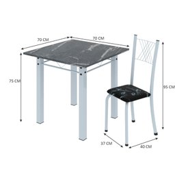 Conjunto de Jantar Mesa 70x70cm Tampo de Granito Topázio com 4 Cadeiras Sara Yescasa - 3