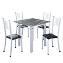 Ver imagem 2 de Conjunto de Jantar Mesa 70x70cm Tampo de Granito Topázio com 4 Cadeiras Sara Yescasa Branco/Preto Floral