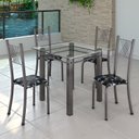Ver imagem 1 de Conjunto de Jantar Mesa 75x75cm Tampo de Vidro Incolor com 4 Cadeiras Sara Yescasa