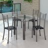 Conjunto de Jantar Mesa 75x75cm Tampo de Vidro Incolor com 4 Cadeiras Sara Yescasa - 1