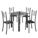 Ver imagem 2 de Conjunto de Jantar Mesa 75x75cm Tampo de Vidro Incolor com 4 Cadeiras Sara Yescasa