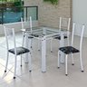 Conjunto de Jantar Mesa 75x75cm Tampo de Vidro Incolor com 4 Cadeiras Sara Yescasa - 1