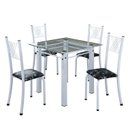 Ver imagem 2 de Conjunto de Jantar Mesa 75x75cm Tampo de Vidro Incolor com 4 Cadeiras Sara Yescasa Branco/Preto Floral